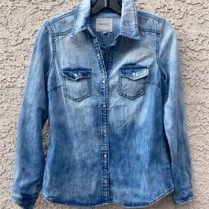 Life In Progress Denim Front Snap Button Down